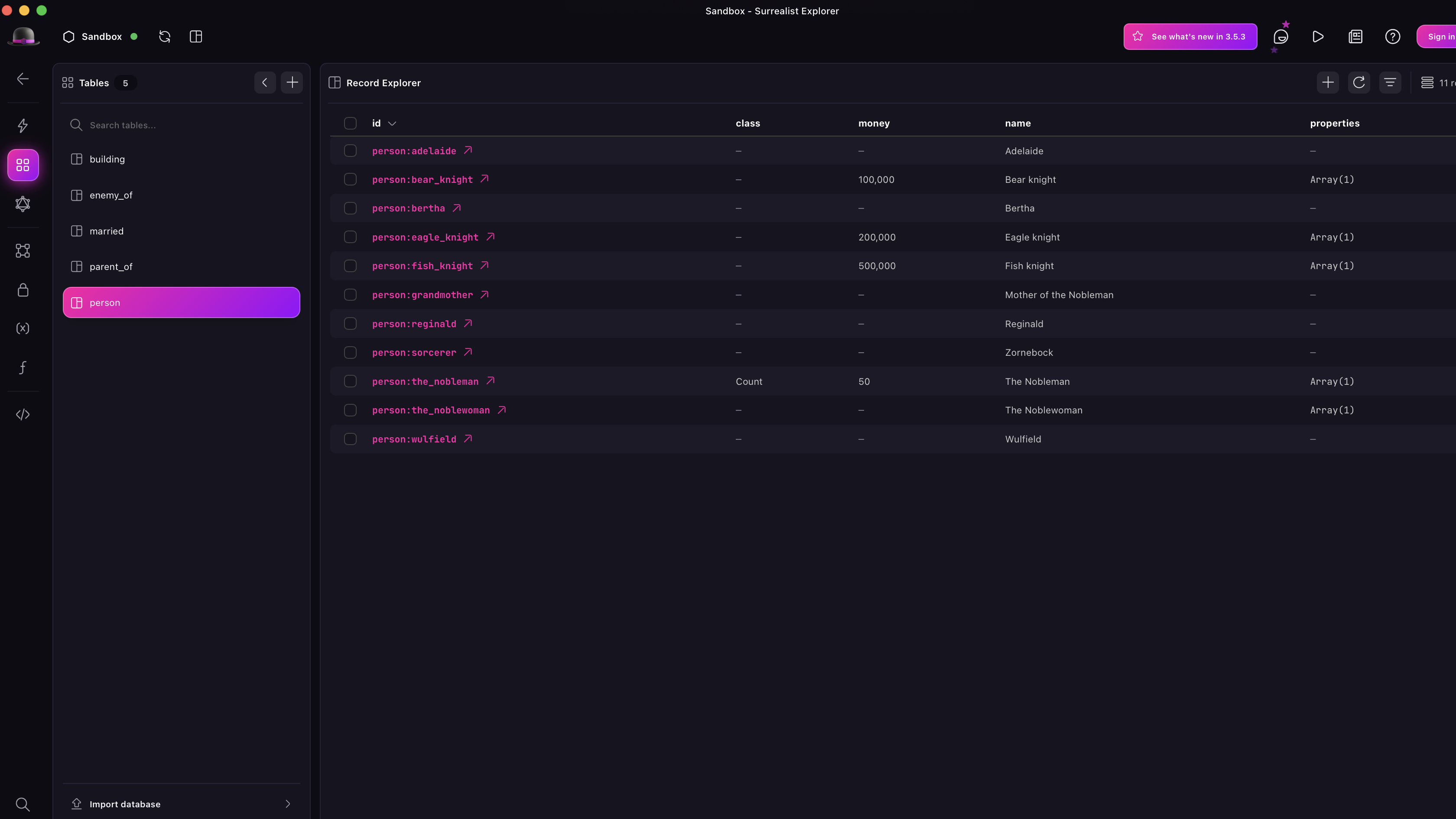 Surrealist's Explorer view